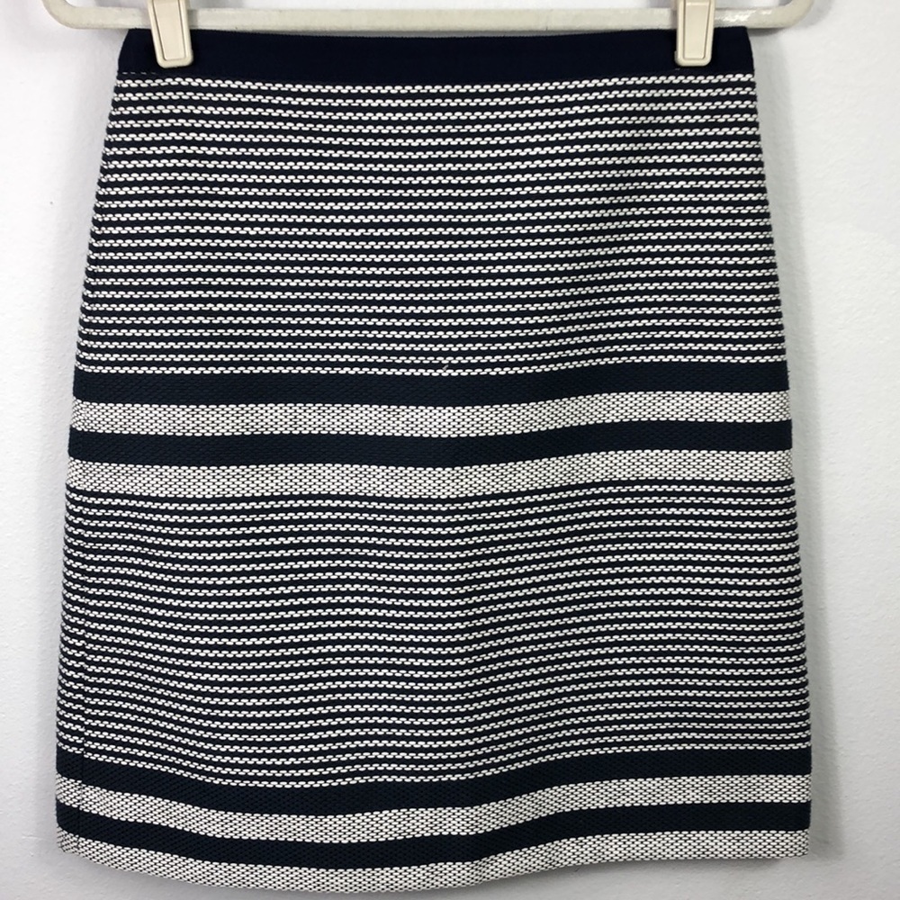 NWT J. Crew Woven Midi Skirt Striped Navy White 2